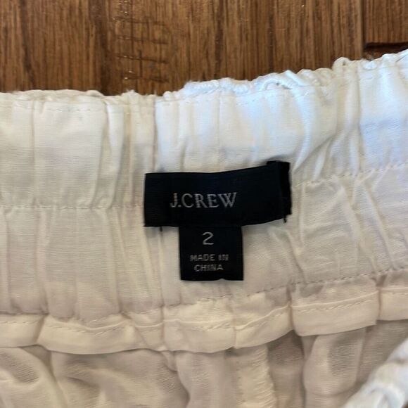 J.Crew White Eyelet wide leg tie waist pant 2 - Picture 6 of 8